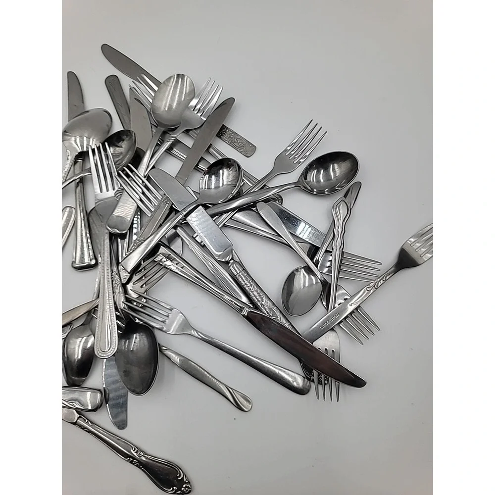 Lot of 37 Mixed‎ Brands and Patterns of Stainless Steel Flatware Silverware
